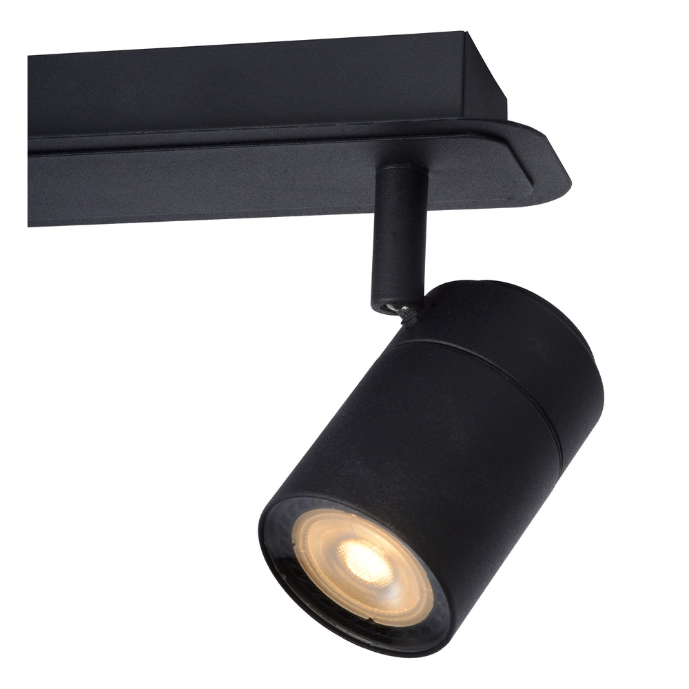 Lucide LENNERT LED badeværelses loftsspot, 2x5W GU10 dæmpbar, 3000K, IP44, Sand Mat Sort