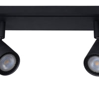 Lucide LENNERT LED bathroom ceiling spotlight, 2x5W GU10 dimmable, 3000K, IP44, Sand Matt Black