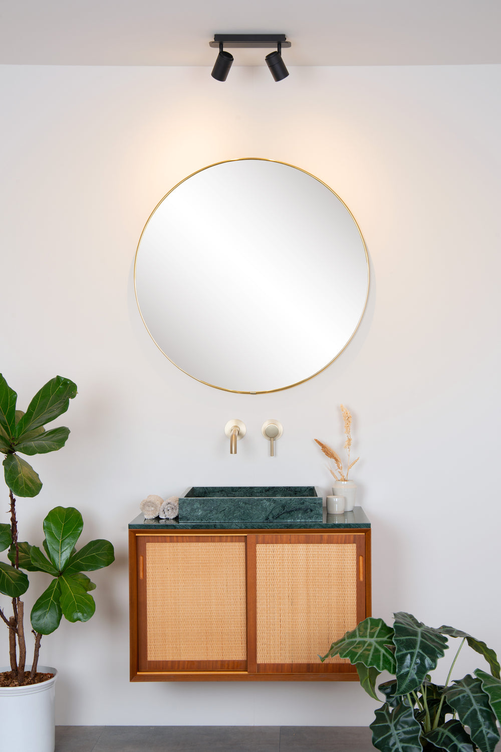 Lucide LENNERT LED badeværelses loftsspot, 2x5W GU10 dæmpbar, 3000K, IP44, Sand Mat Sort