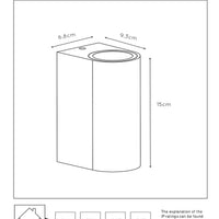 Lucide BOOGY væglampe indendørs udendørs 2xGU10 IP44 Rustikt aluminium moderne up down belysning
