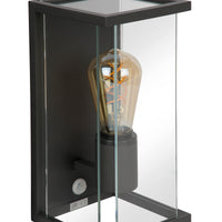 Lucide CLAIRE LED væglampe Antracit, 1xE27, IP54, med bevægelses- og dag/nat sensor, 220-240V
