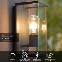 Lucide CLAIRE LED væglampe Antracit, 1xE27, IP54, med bevægelses- og dag/nat sensor, 220-240V