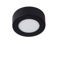 Lucide BRICE LED badeværelses loftlampe, rund 8W dæmpbar 3000K IP44 Mat Sort Ø117mm
