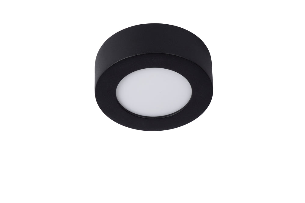 Lucide BRICE LED badeværelses loftlampe, rund 8W dæmpbar 3000K IP44 Mat Sort Ø117mm
