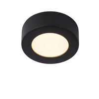 Lucide BRICE LED badeværelses loftlampe, rund 8W dæmpbar 3000K IP44 Mat Sort Ø117mm