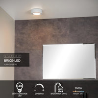 Lucide BRICE LED badeværelsesloftlampe, rund 8W 3000K dæmpbar, IP44 Hvid Ø117mm