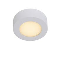 Lucide BRICE LED badeværelsesloftlampe, rund 8W 3000K dæmpbar, IP44 Hvid Ø117mm