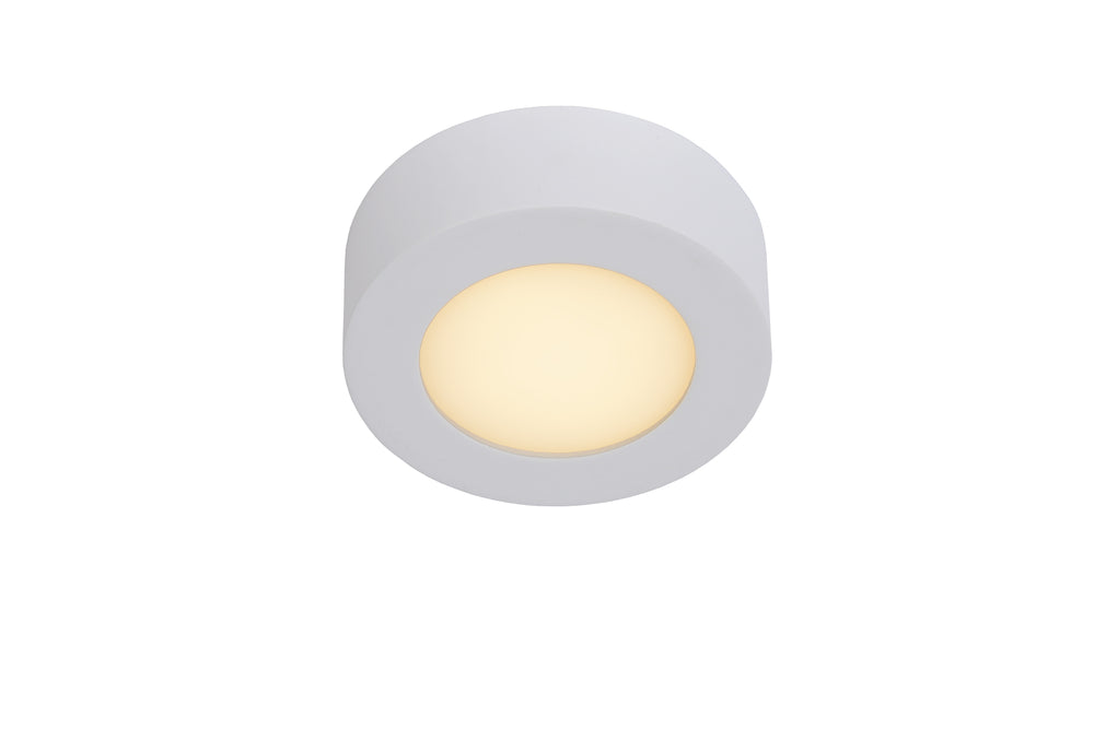 Lucide BRICE LED badeværelsesloftlampe, rund 8W 3000K dæmpbar, IP44 Hvid Ø117mm