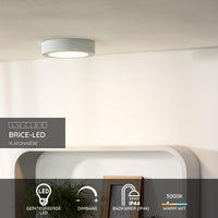 Lucide BRICE LED badeværelsesloftlampe, rund 18cm, dæmpbar 12W 3000K, IP44 Hvid