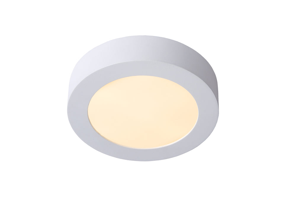 Lucide BRICE LED badeværelsesloftlampe, rund 18cm, dæmpbar 12W 3000K, IP44 Hvid