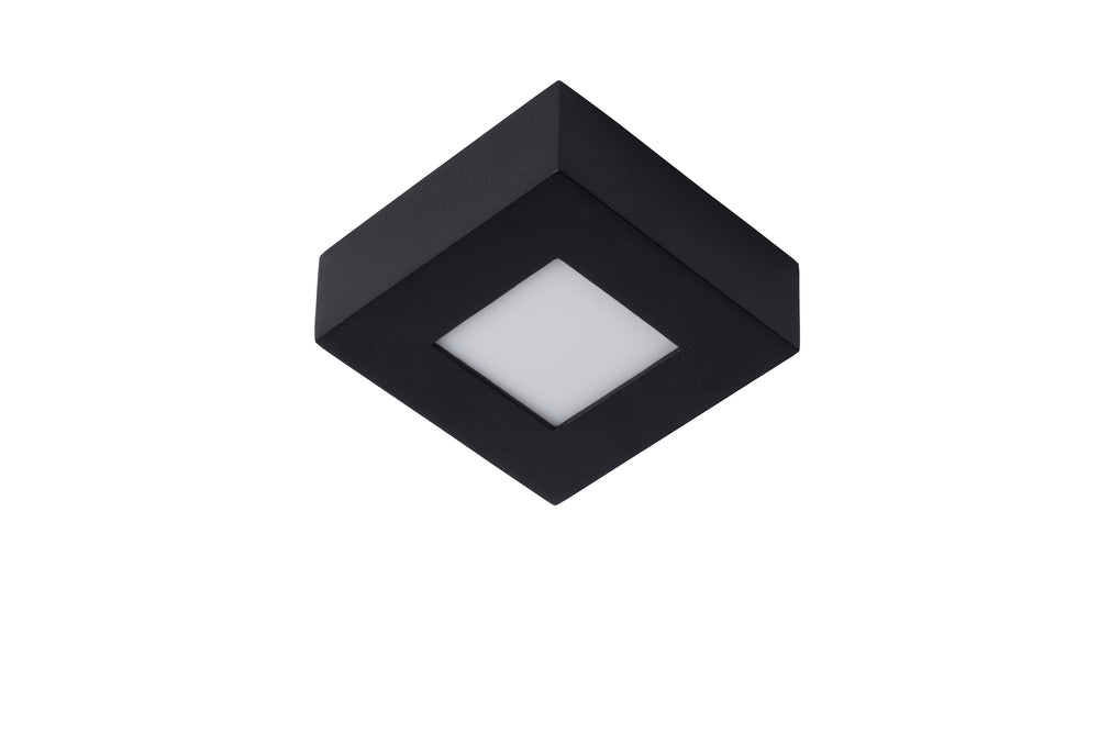 Lucide BRICE LED badeværelsesloftlampe, dæmpbar 8W 3000K, IP44, kvadratisk sort finish