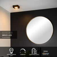Lucide BRICE LED badeværelsesloftlampe, dæmpbar 8W 3000K, IP44, kvadratisk sort finish