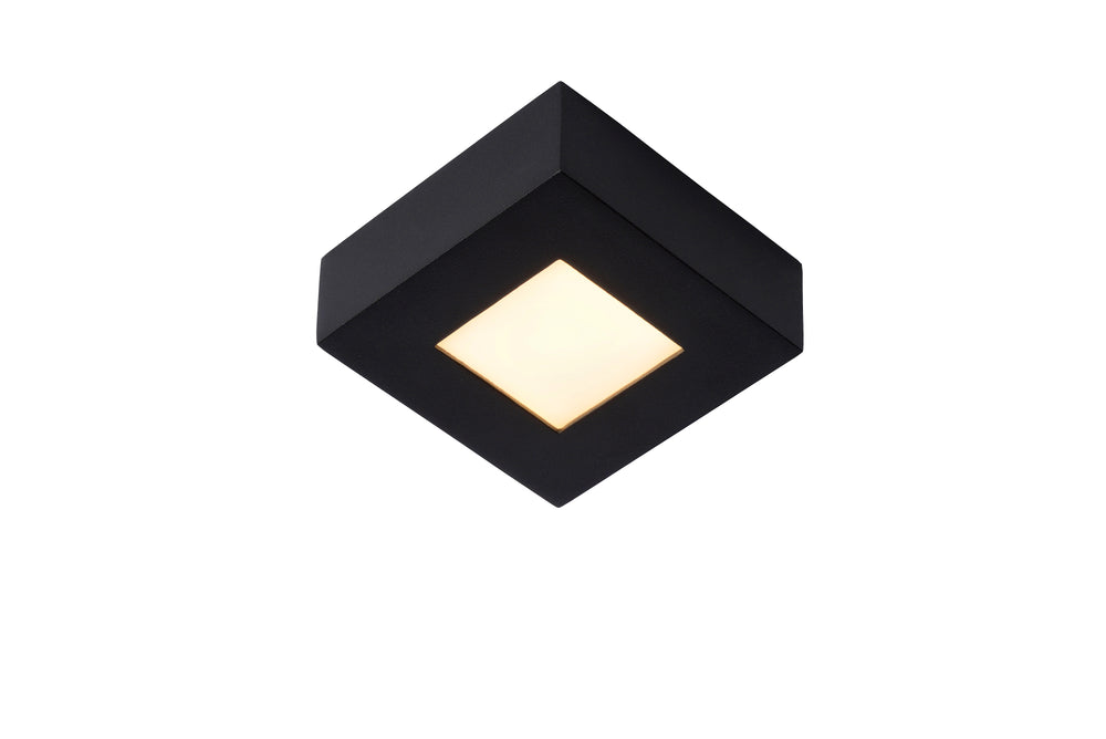 Lucide BRICE LED badeværelsesloftlampe, dæmpbar 8W 3000K, IP44, kvadratisk sort finish