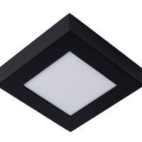 Lucide BRICE LED badeværelses loftlampe, dæmpbar 15W 3000K, IP44, firkantet mat sort finish