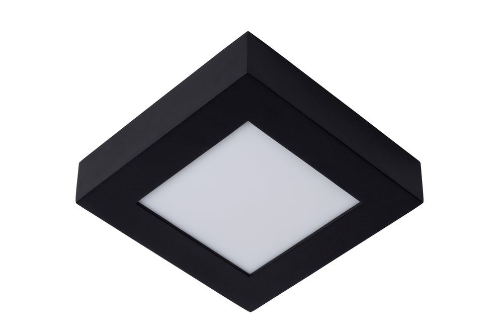 Lucide BRICE LED badeværelses loftlampe, dæmpbar 15W 3000K, IP44, firkantet mat sort finish