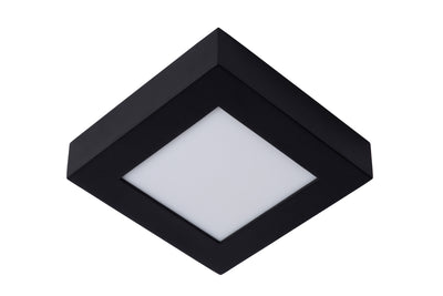 Lucide BRICE LED badeværelses loftlampe, dæmpbar 15W 3000K, IP44, firkantet mat sort finish