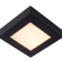 Lucide BRICE LED badeværelses loftlampe, dæmpbar 15W 3000K, IP44, firkantet mat sort finish