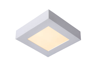 Lucide BRICE LED badeværelses loftlampe, dæmpbar 15W 3000K, IP44, firkantet Mat Hvid finish