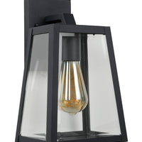 Lucide MATSLOT væglampe indendørs udendørs, E27 fatning, maks. 60W, IP23, Mat sort metal trapezdesign