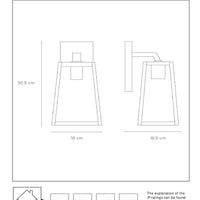 Lucide MATSLOT væglampe indendørs udendørs, E27 fatning, maks. 60W, IP23, Mat sort metal trapezdesign