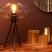 Lucide MESH LED table lamp, metal oval design, E27 socket, 40W max, 220-240V, IP20, Matt Black, 300x300x410mm