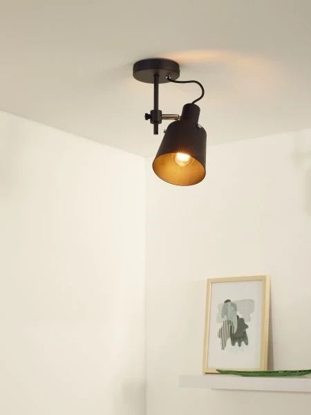Lucide QUINNY Sort loftsspot, 1xE27, maks. 40W, IP20 stålkonstruktion, drejelig og vippbar