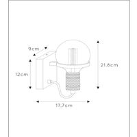 Lucide OTTELIEN wall lamp, 1xE27, 60W max, 220-240V, IP20, modern matt black steel with brass socket