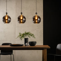 Lucide Julius hanging light, 3xE27 sockets, smoke glass with black and gold finish, modern style, IP20, 220-240V