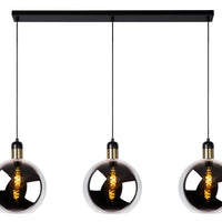 Lucide Julius hanging light, 3xE27 sockets, smoke glass with black and gold finish, modern style, IP20, 220-240V