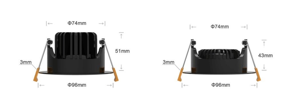 LED indbygningsspot fra LCB, 95mm, 5W, 420 lumen, 2700K varm hvid, IP65, dæmpbar, til badeværelse