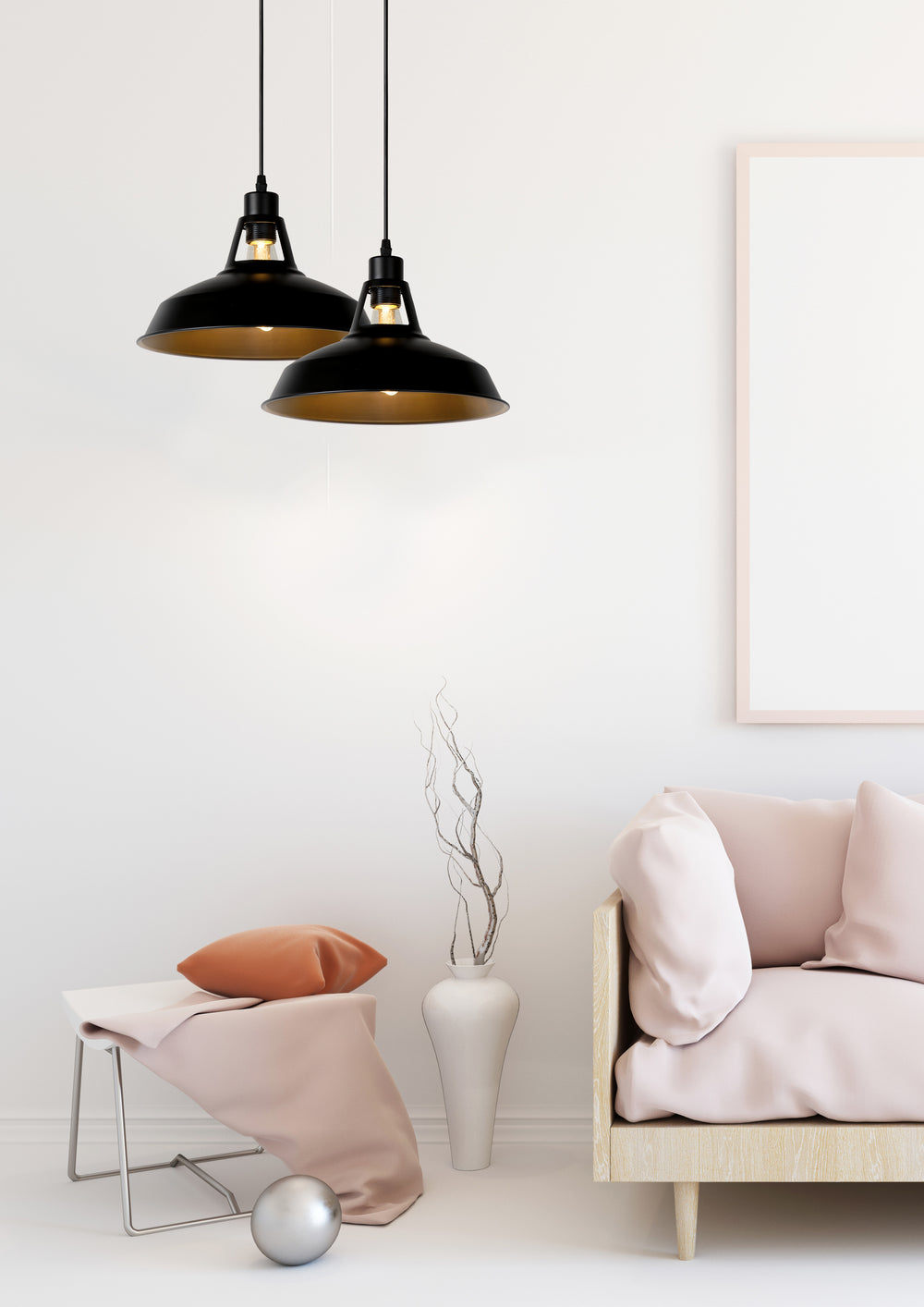 Lucide BRASSY-BIS hanging lamp Black, 1xE27 socket, adjustable height, round metal shade Ø31cm, IP20