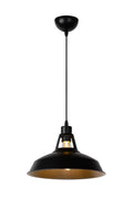 Lucide BRASSY-BIS hanging lamp Black, 1xE27 socket, adjustable height, round metal shade Ø31cm, IP20