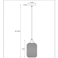 Lucide Mesh hanging lamp Black, round metal shade Ø150mm, E27 socket 60W max, height adjustable, IP20
