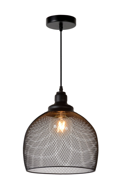 Lucide MESH hængelampe Sort Ø28cm 1xE27 moderne metal pendellampe IP20 højdejusterbar dæmpbar