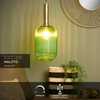 Lucide MALOTO loftslampe, vintage oval metal og glas, E27 fatning, maks. 40W, IP20, grøn bronzefinish