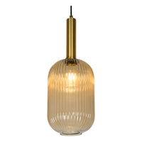 Lucide MALOTO vintage pendant light, 1xE27, 40W max, amber glass, bronze finish, height adjustable, IP20