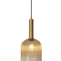 Lucide MALOTO vintage pendant light, 1xE27, 40W max, amber glass, bronze finish, height adjustable, IP20