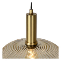 Lucide Maloto vintage hanging lamp, 1xE27, amber glass, metal bronze finish, Ø30cm, height adjustable, IP20