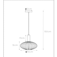 Lucide Maloto vintage hanging lamp, 1xE27, amber glass, metal bronze finish, Ø30cm, height adjustable, IP20