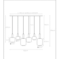 Lucide JOANET hanging lamp, 6xE27 sockets, bronze with fumé glass, modern rectangular design, IP20, 1320mm