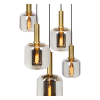 Lucide JOANET hanging lamp Ø66cm, 5xE27, dimmable, height adjustable, Bronze with fumé glass, IP20
