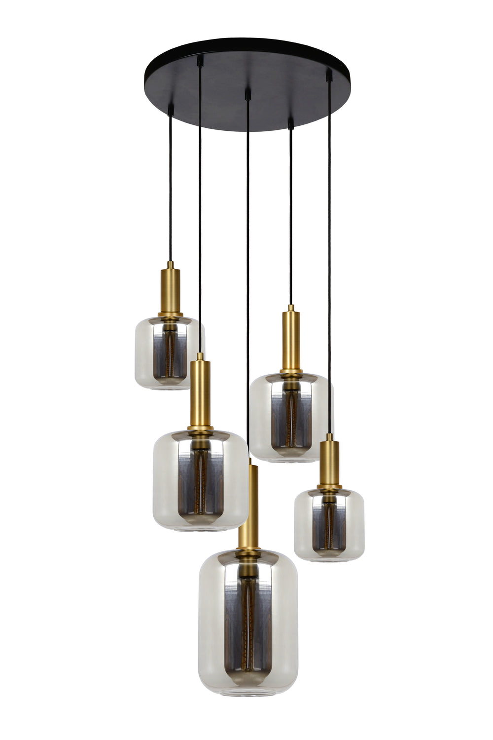 Lucide JOANET hanging lamp Ø66cm, 5xE27, dimmable, height adjustable, Bronze with fumé glass, IP20