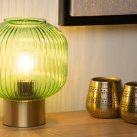 Lucide Maloto vintage table lamp, metal and glass, E27 socket, 40W max, IP20, bronze green amber finish