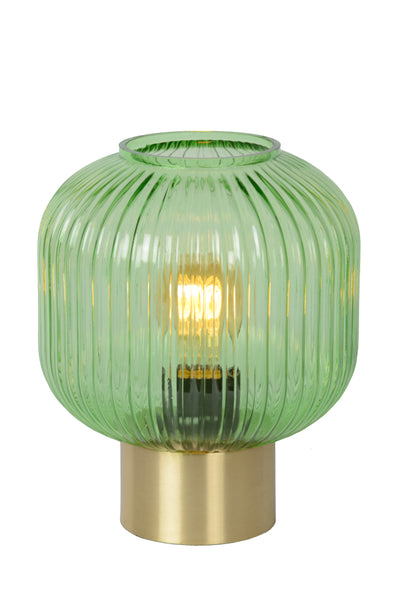 Lucide Maloto vintage bordlampe, metal og glas, E27 fatning, maks. 40W, IP20, bronzefinish med grøn og rav
