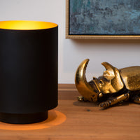 Lucide SUZY vintage table lamp, cylinder metal, Sandy Black Gold finish, E14 socket, 220-240V, IP20