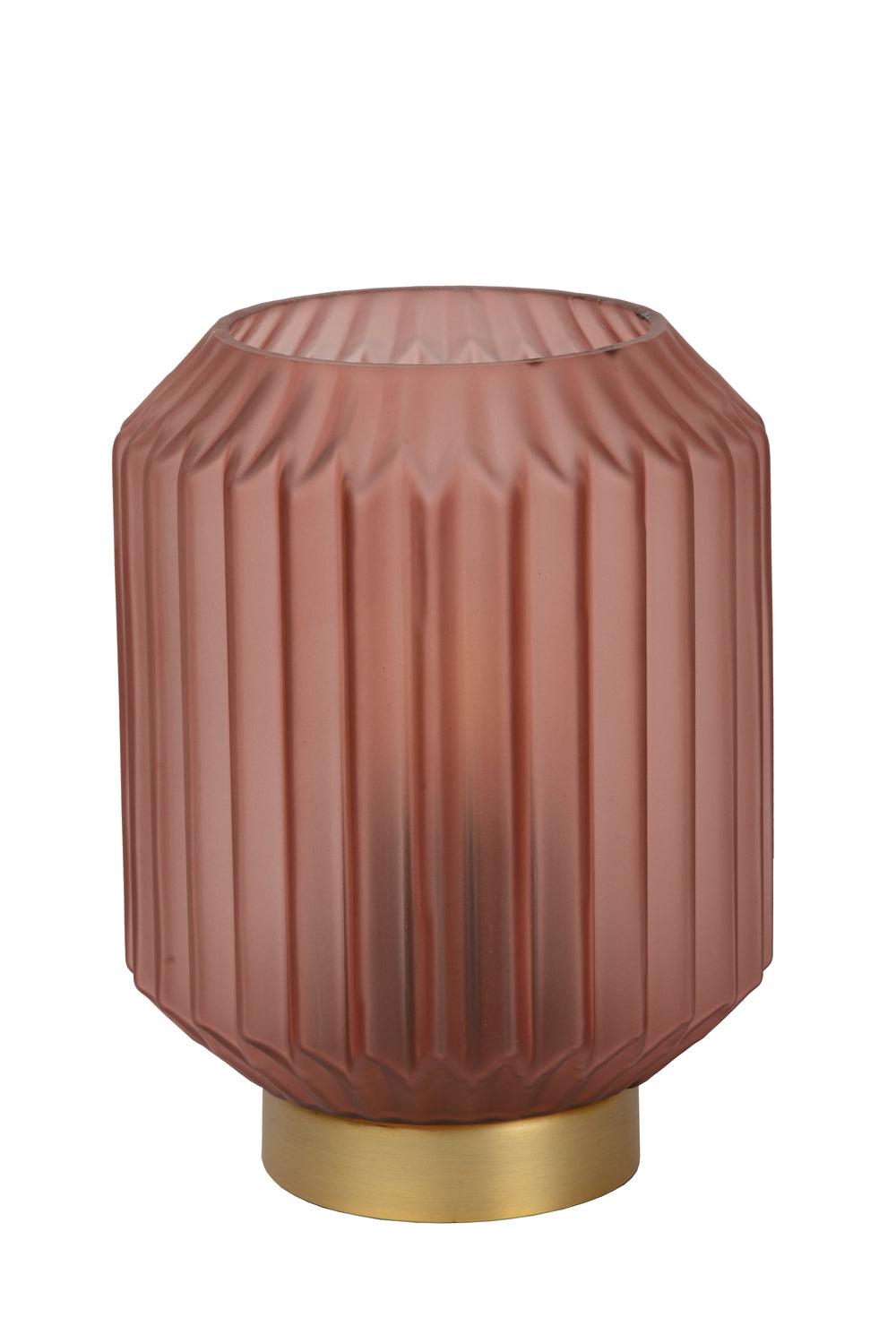Lucide SUENO bordlampe pink glas med E14 fatning, 230V, moderne matguld detaljer, IP20 indendørs brug