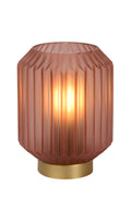 Lucide SUENO bordlampe pink glas med E14 fatning, 230V, moderne matguld detaljer, IP20 indendørs brug