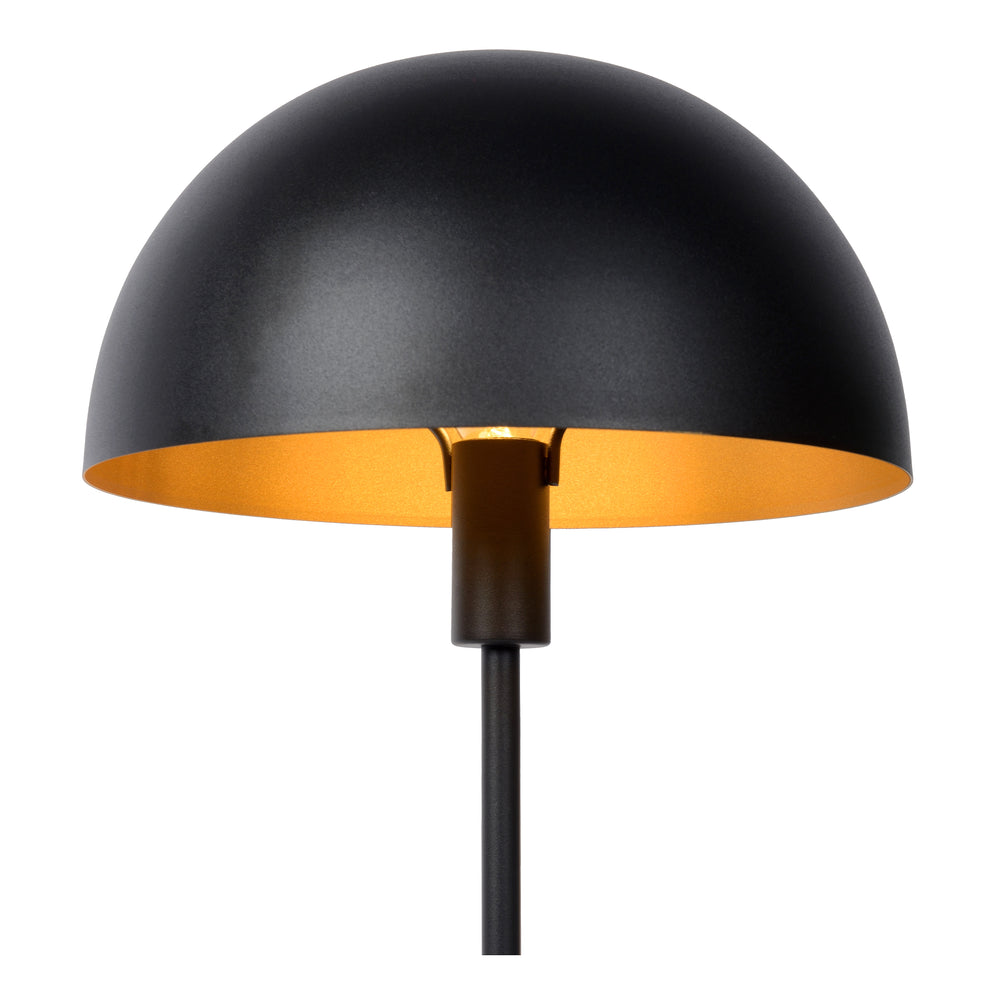 Lucide SIEMON bordlampe Ø25cm Sort, E14 fatning, 230V, stålkrop, moderne svampedesign, IP20 indendørs brug