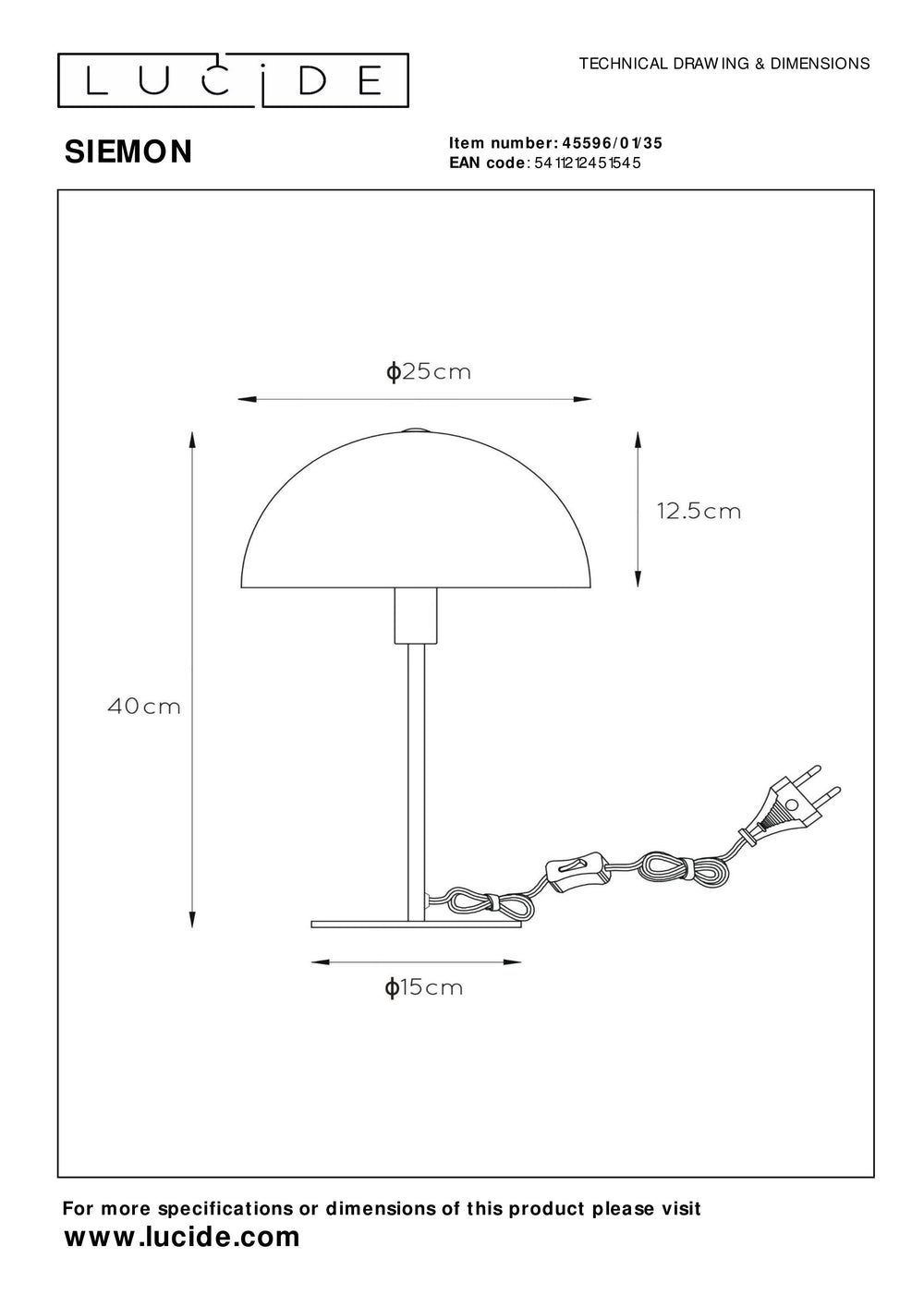 Lucide SIEMON bordlampe Blå, 1xE14 fatning, 25cm stålskaerm, moderne svampedesign, IP20 indendørs brug