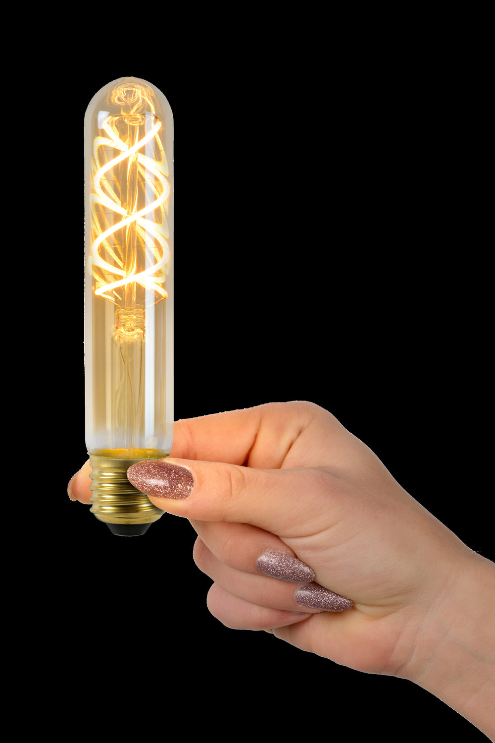 Lucide T32 LED filament lamp E27 4.9W 2200K dimmable Amber glass tube 380 lumens vintage style